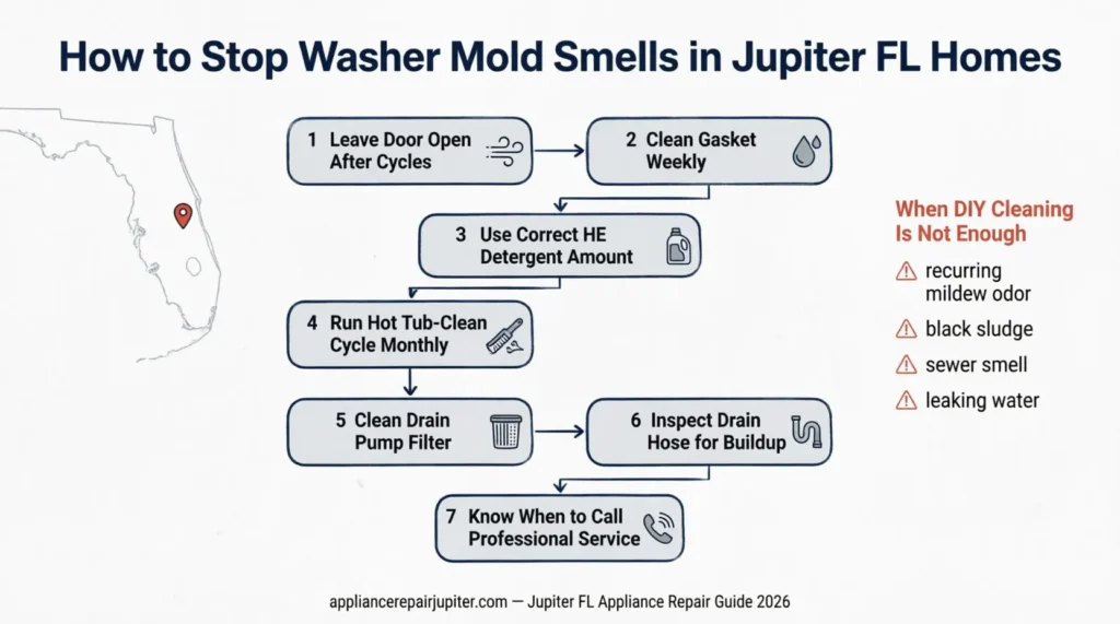 Flowchart explaining washer mold problem Florida