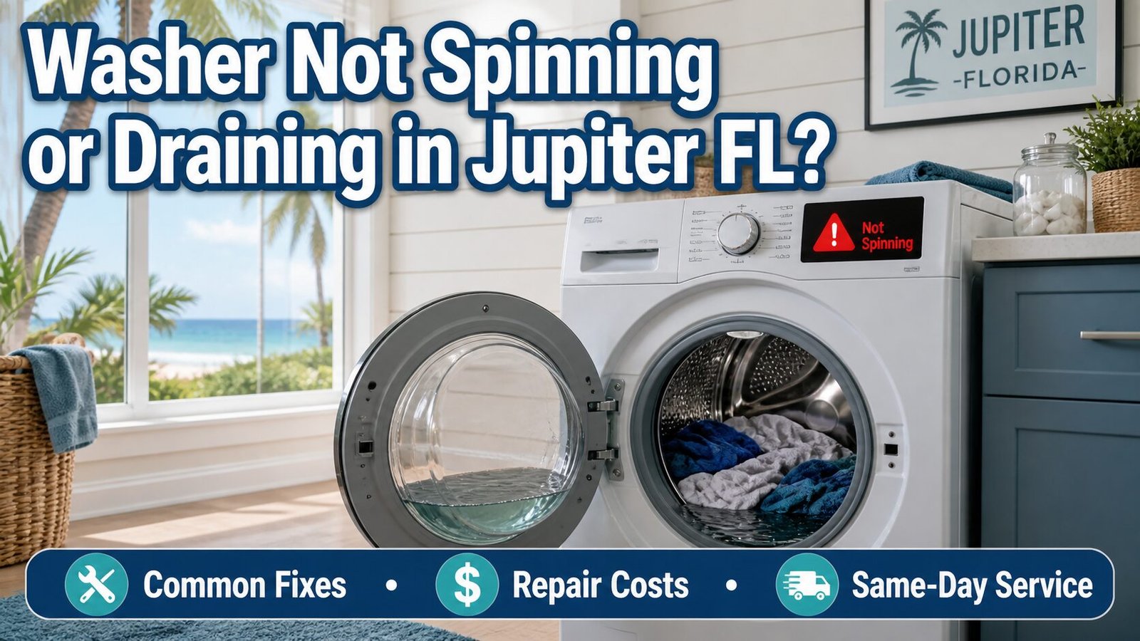 Washer not spinning or draining in Jupiter FL