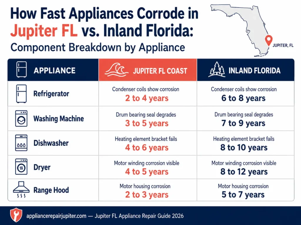 image comparing appliance corrosion timelines by component
