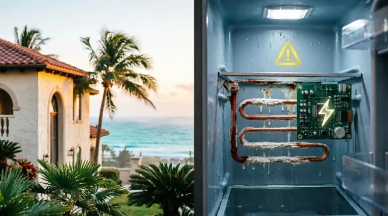 warning sign of interior of a refrigerator
